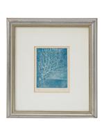FRAMED LITHOGRAPH BLUE TREE BRANCHES SIGNED RUFFE